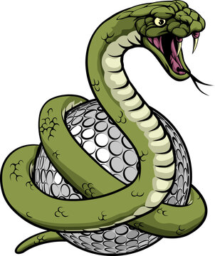 A snake golf ball sports team cartoon animal mascot