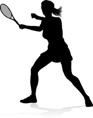 A tennis player woman silhouette sports person design element