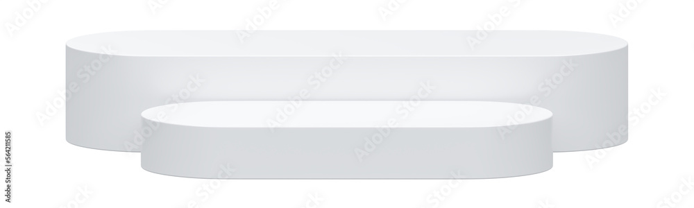 Aufkleber modern white long space podium isolated on 3d png background of minimal product display pedestal geo