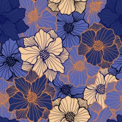 Gordijnen Abstract peony flower seamless sample. Organic bouquet composition. Peony blossom © SunwArt
