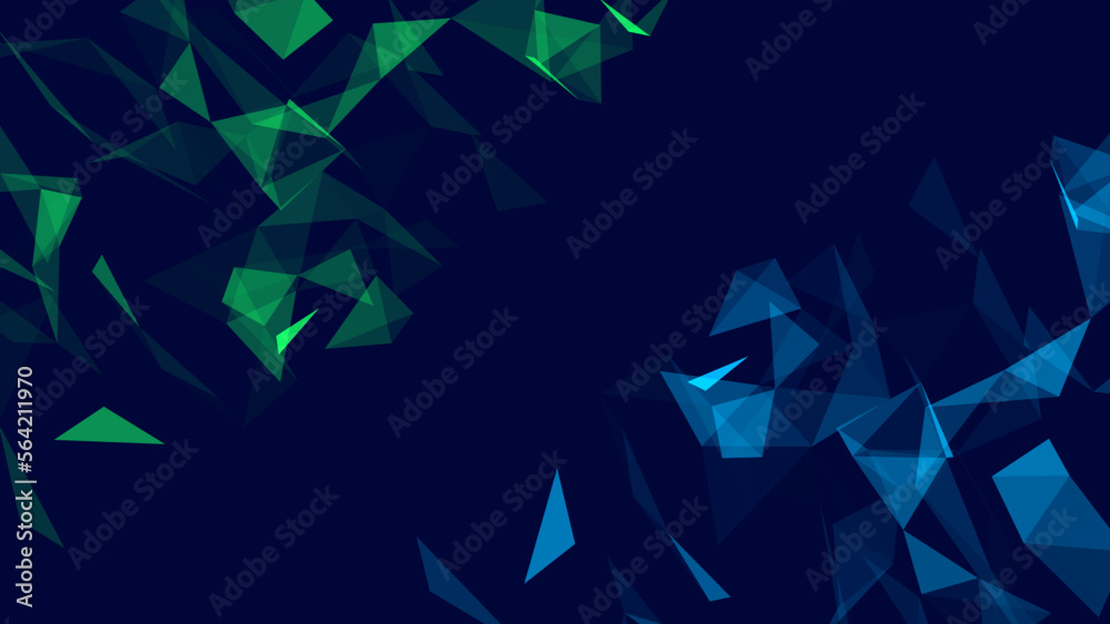 Poster Futuristic geometric double data flow background with connecting dots and lines. Abstract digital background. Big data complex with connections. Vector illustration.