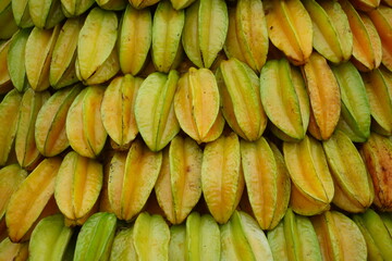 Star fruit (Averrhoa carambola, carambola) with a natural background. Indonesian call it belimbing...