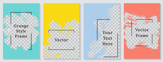 Brush stroke painted frame social media story post template set.