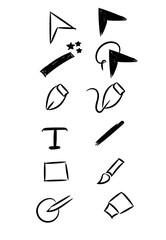 hand drawn icons tools ilustrator