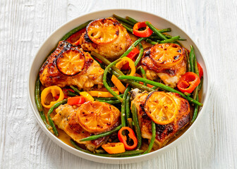 honey mustard lemon chicken thighs with veggies