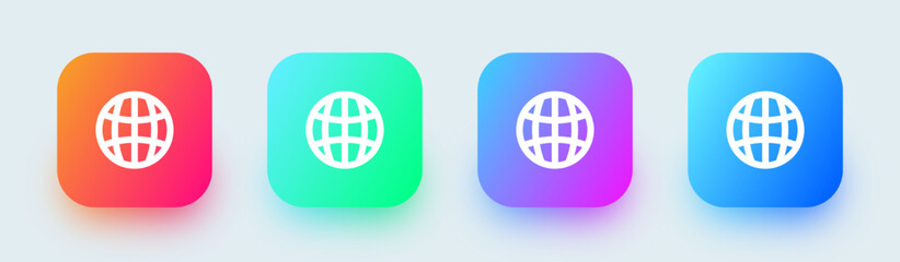 Globe line icon in square gradient colors. Web signs vector illustration