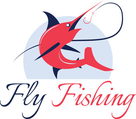 Fly Fishing vector logo design