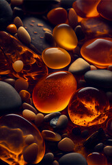 Fototapeta na wymiar Amber pebbles