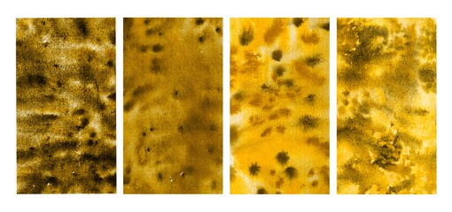 Set of abstract yellow and orange watercolor space templates for stories