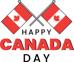Happy Canada Day with Canadian flag vector isolated design