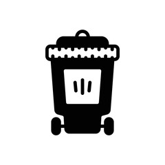 Black solid icon for bin