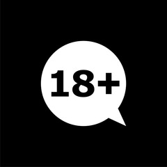 18 plus icon in circle isolated on black background.