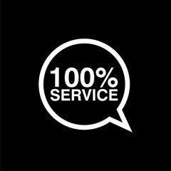 100 service speech icon isolated on black background.