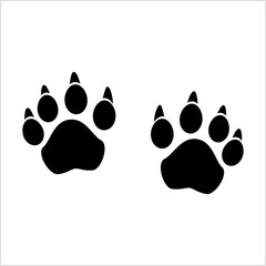 Cat paw print. A pair of cat paws. Black and white isolated in transparent background for sticker design template, pattern and more.