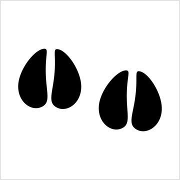 Cow paw print. A pair of cow paws. Black and white isolated in transparent background for sticker design template, pattern and more.