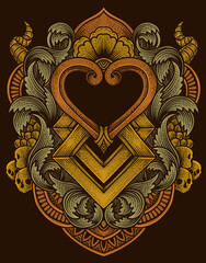 Isolated frames in baroque antique style. engraving ornament frames.