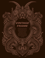Isolated frames in baroque antique style. engraving ornament frames.