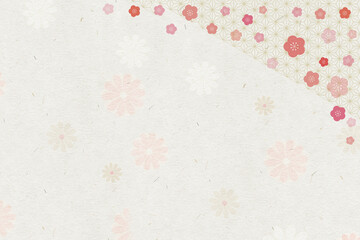 伝統の和紙に花柄と梅模様