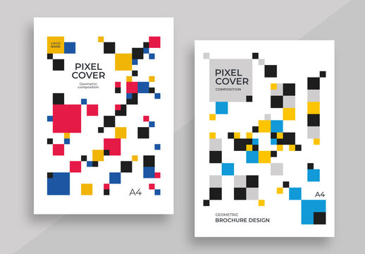 Corporate Cover Layout with Colorful Square Pattern