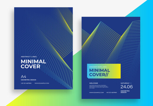 Blue Minimal Cover Layout with Geometric Lines