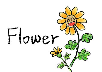 웃고있는 노란 꽃 낱말카드