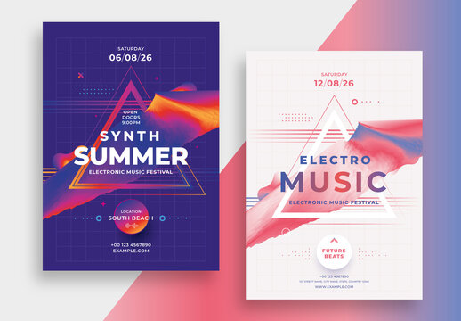 Retro Synth Electro Music Poster Layout