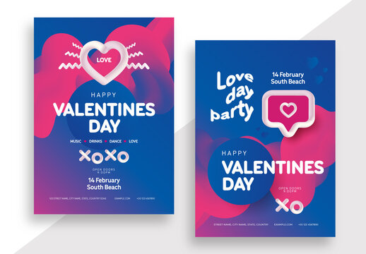 Valentines Day Party Posters Layout