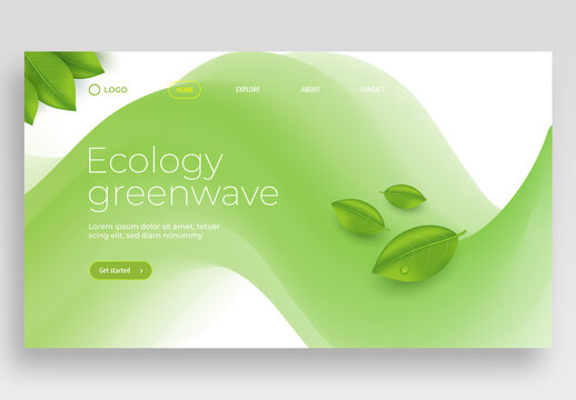 Ecology Landing Pagewith Green Wave