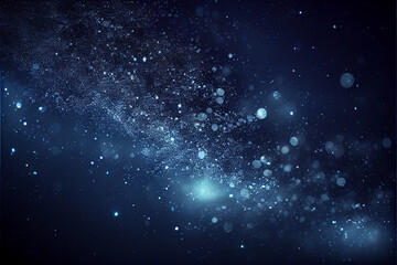 Glowing sparkles on a navy blue winter blizzard background