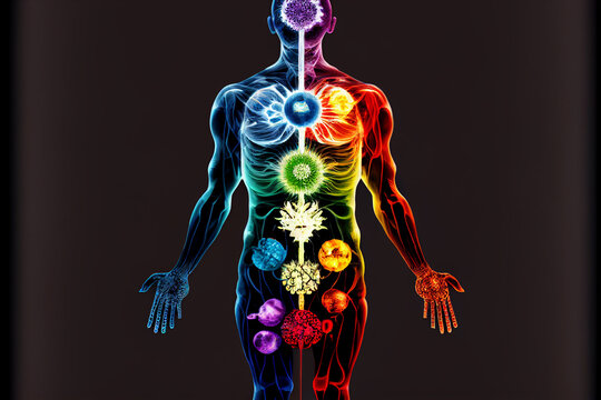 Human chakras. Places of energy accumulation on human body..