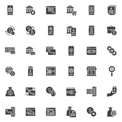 Online banking vector icons set