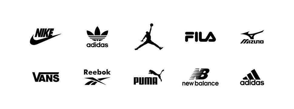 Vettoriale Stock Brands shoes. Nike, Adidas, Fila, Vans, Reebok, Puma, New  Balance, Mizuno, Branded comfortable quality sports shoes for training  sports and everyday life. Editorial | Adobe Stock
