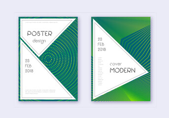 Fototapeta premium Stylish cover design template set. Green abstract