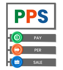 PPS - Pay Per Sale acronym. business concept background. vector illustration concept with keywords and icons. lettering illustration with icons for web banner, flyer, landing page