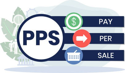 PPS - Pay Per Sale acronym. business concept background. vector illustration concept with keywords and icons. lettering illustration with icons for web banner, flyer, landing page