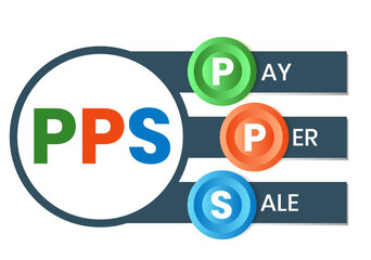 PPS - Pay Per Sale acronym. business concept background. vector illustration concept with keywords and icons. lettering illustration with icons for web banner, flyer, landing page