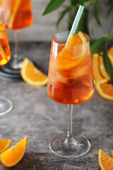Glasses with aperol spritz cocktail