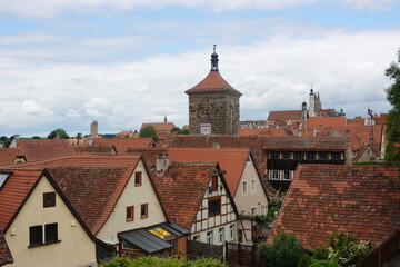 Old brick roofs in Rotenburg ob der Tauber, Germany