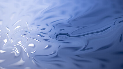 흐르는 푸른 액체와 빛에 반사되는 형태