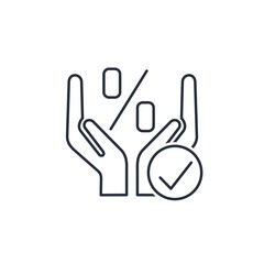 Protect interest rate, income. Financial control, insurance.Vector linear icon isolated on white background