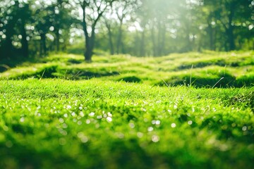 green grass in spring morning Generative AI