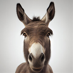 Obraz premium Adult donkey close up on white background. Generative AI. 