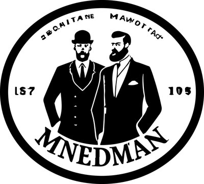 Vintage Advertising Men Black And White Logo. Based on Generative AI.