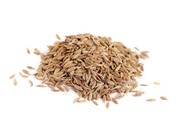 heap of cumin isolated on white background