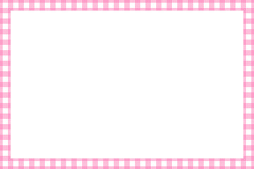 rectangle frame with pink and white gingham pattern, 6x4 ratio scale border isolated on transparent background, clip art, cut out, PNG illustration with space for photo, text