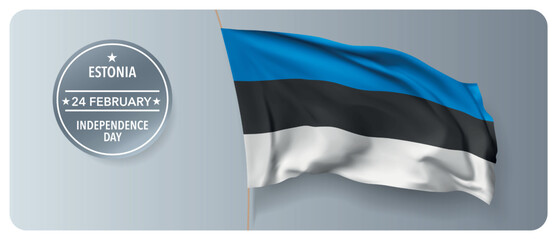 Estonia independence day vector banner, greeting card.