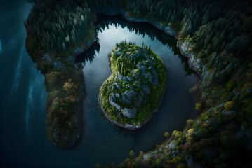 Lake in the mountains concept with generative ai