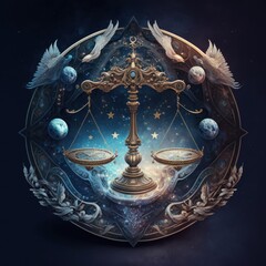 Libra magical zodiac sign, astrology, Generative AI - 564231103