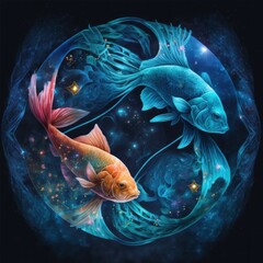Pisces magical zodiac sign, astrology, Generative AI