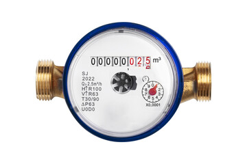 Water meter close up, a garden water meter isolated on a transparent background